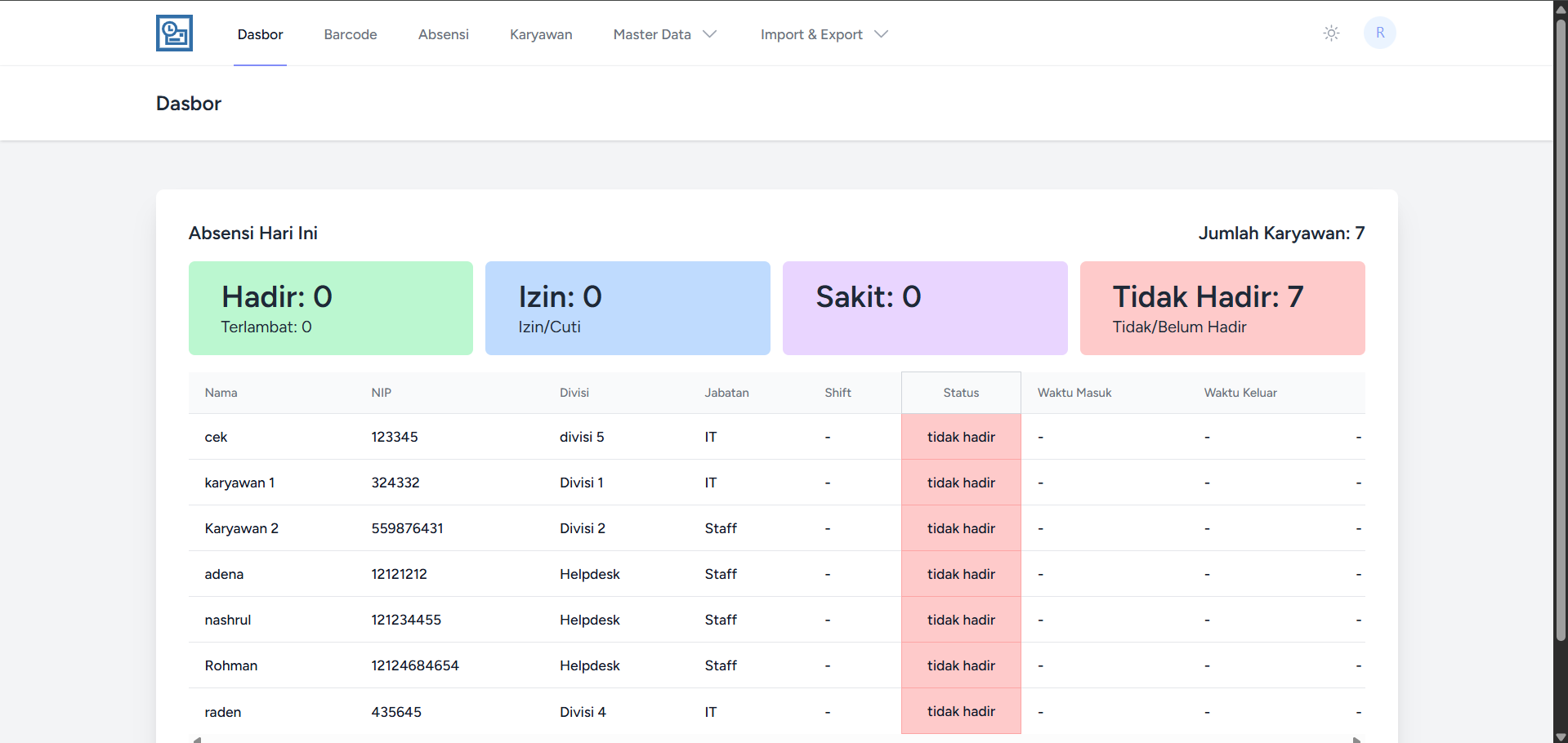 Gambar Absensi Karyawan